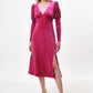 Moa Velvet V-Neck Midi Dress - Pink