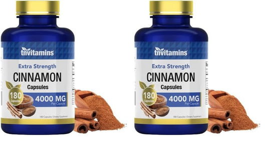 tnvitamins Cinnamon Capsules 4000 mg Equivalent – Cassia & Ceylon Blend, USA Made, 2-Pack