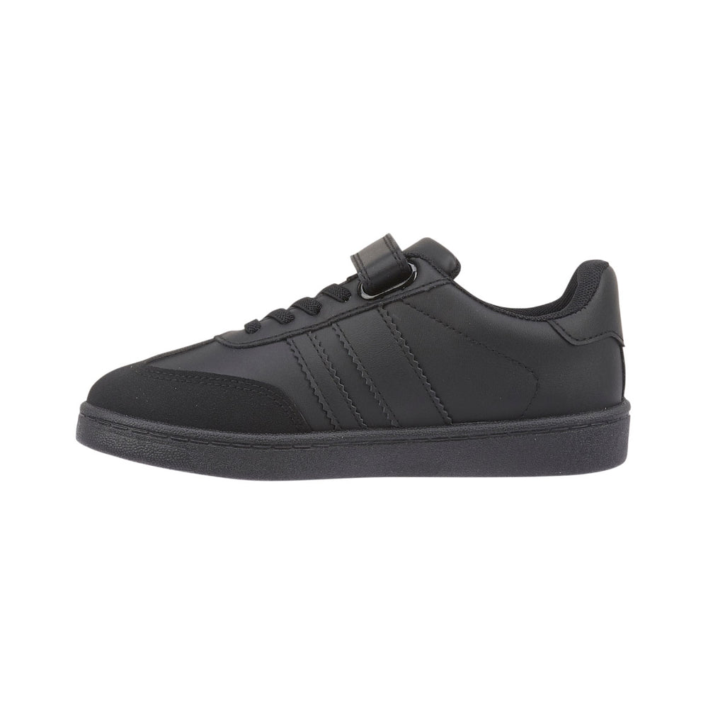 Torpedo Boys' Black School Shoes  Faux Leather Trainer with Easy Strap & Comfort Sole