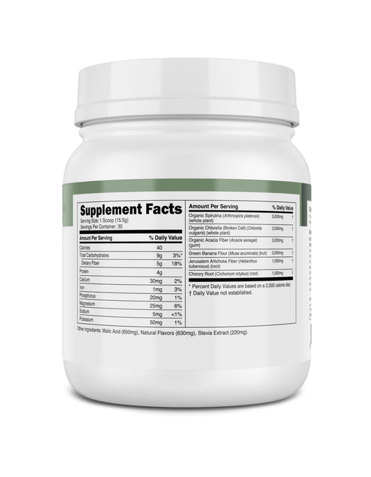 Transparent Labs Prebiotic Greens - Peach Mango, 30 Servings | Organic Spirulina, Chloerra, Acacia & Green Banana