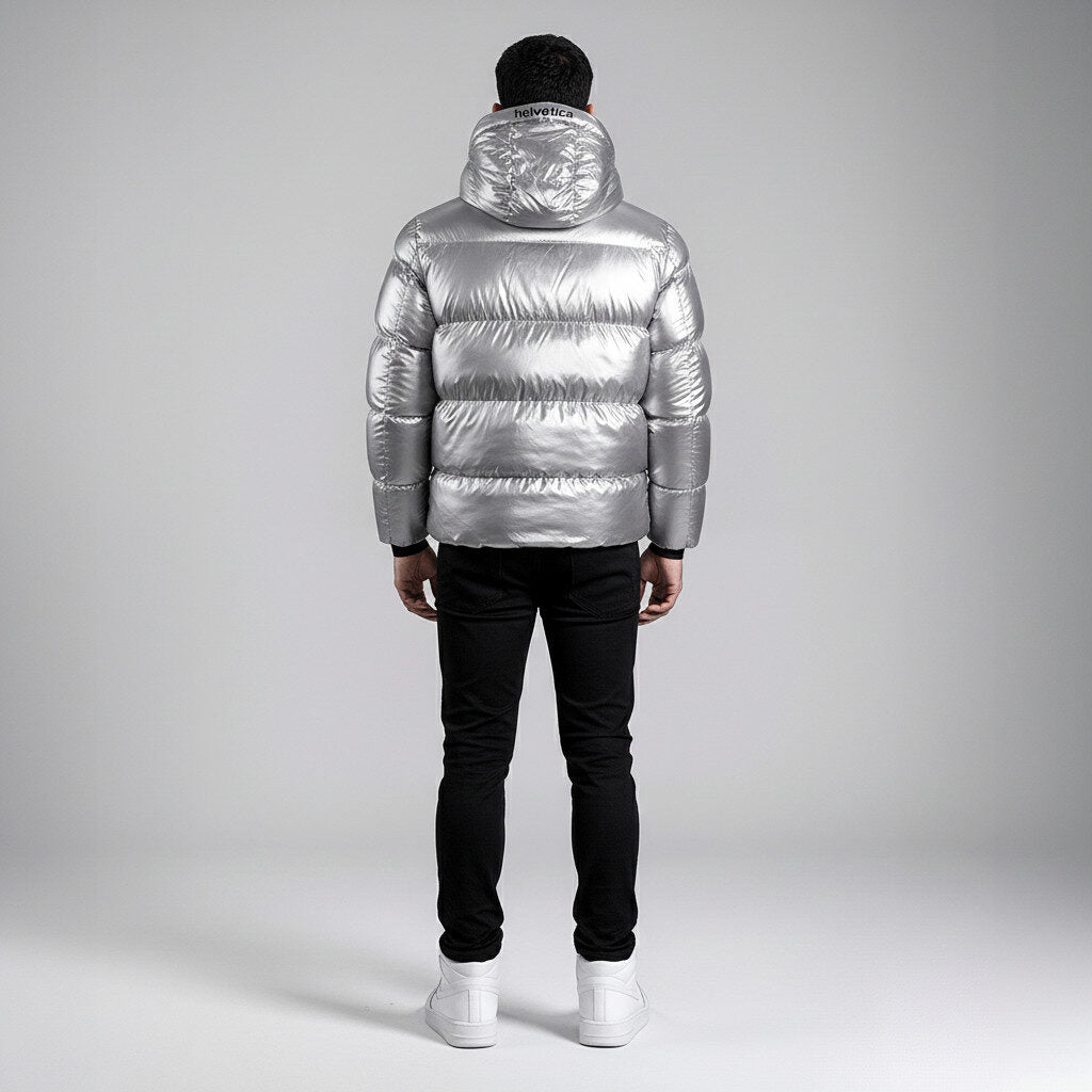 Cosmos Hooded Down Jacket - Silver