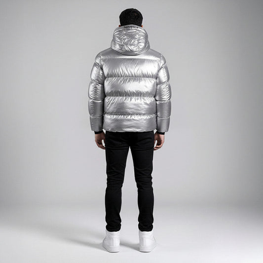 Cosmos Hooded Down Jacket - Silver