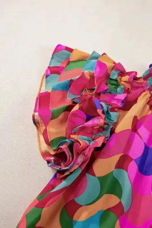Multi Colour Ruffle Sleeve Blouse