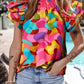 Multi Colour Ruffle Sleeve Blouse