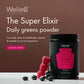 WelleCo The Super Elixir Daily Greens Powder – Probiotic Drink Mix (300g, Mixed Berry)