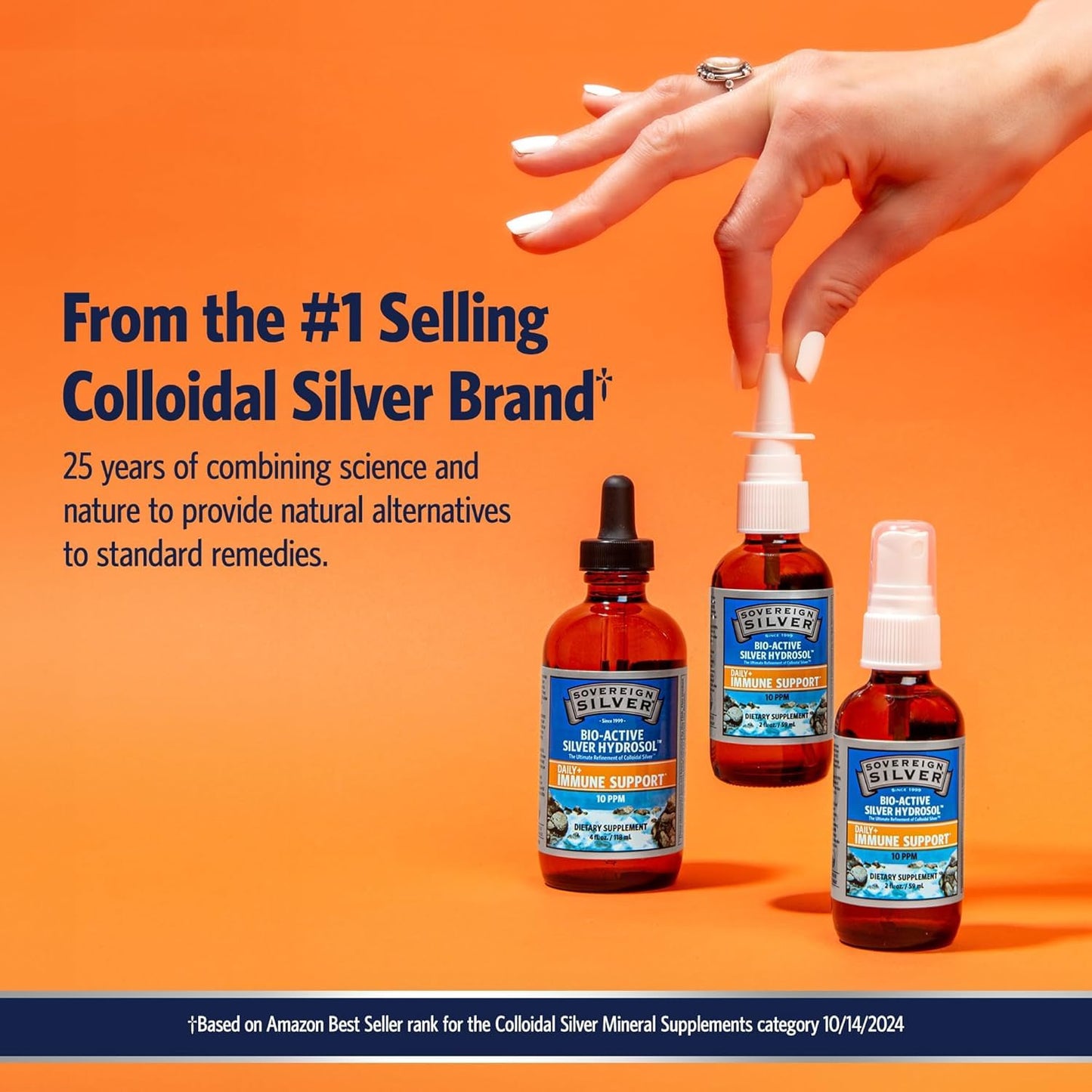 Sovereign Silver Immune Support - 10 ppm Colloidal Silver, 32 fl oz (946 mL)