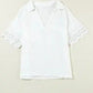 White Crinkled Lace Blouse - Linen