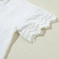 White Crinkled Lace Blouse - Linen