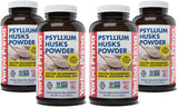 Yerba Prima Psyllium Husks Powder - 4 x 12 oz Pack (New Label) - Natural Fiber for Regularity & Gut Health