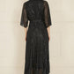 Yumi Black Sequin Kimono Midi Wrap Dress