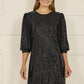 Yumi Black Sequin Tunic Dress With Balloon Sleeves