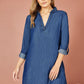 Yumi Blue Chambray Cotton Tunic With Pockets
