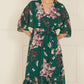 Yumi Green Floral Kimono Dipped Hem Dress