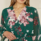 Yumi Green Floral Kimono Dipped Hem Dress
