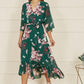 Yumi Green Floral Kimono Dipped Hem Dress
