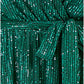 Yumi Green Sequin Kimono Midi Wrap Dress