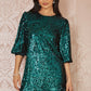 Yumi Green Sequin Tunic Dress With Balloon Sleeves