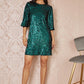 Yumi Green Sequin Tunic Dress With Balloon Sleeves