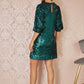 Yumi Green Sequin Tunic Dress With Balloon Sleeves