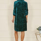 Yumi Green Velvet Tunic Dress With 3/4 Sleeves