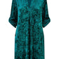 Yumi Green Velvet Tunic Dress With 3/4 Sleeves