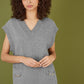 Yumi Grey Knitted Oversize Vest With Pockets And Snaffle Details