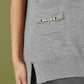 Yumi Grey Knitted Oversize Vest With Pockets And Snaffle Details