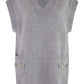 Yumi Grey Knitted Oversize Vest With Pockets And Snaffle Details