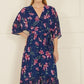 Yumi Navy Floral Kimono Dipped Hem Dress