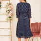Yumi Navy Foil Printed Pleated Wrap Midi Dress