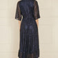 Yumi Navy Sequin Kimono Midi Wrap Dress