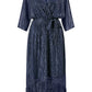 Yumi Navy Sequin Kimono Midi Wrap Dress