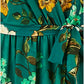 Yumi Teal Watercolour Dip Hem Midi Wrap Dress