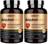 ZEBORA Ubiquinol CoQ10 200mg Softgels – 4-in-1 Antioxidant with Max Absorption (Pack of 2)