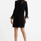 Louche Celie Zebra Devore Feather Trimmed Mini Dress Black