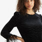 Louche Celie Zebra Devore Feather Trimmed Mini Dress Black