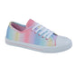 Iris Girls Kids Pastel Rainbow Lace Up Canvas Low Top Trainers