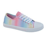 Iris Girls Kids Pastel Rainbow Lace Up Canvas Low Top Trainers