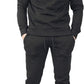Mens Plain Crew Neck Fleece Slim Fit Tracksuit Black
