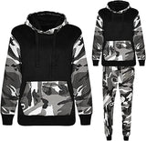 Boys Girls Camouflage Contrast Tracksuit Black
