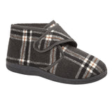 Cecil Mens Check Touch Strap Bootie Slippers Grey