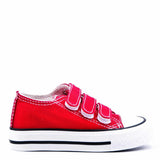 James Kids Triple Strap Canvas Trainers Red