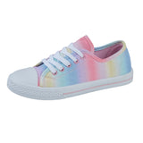 Iris Girls Kids Pastel Rainbow Lace Up Canvas Low Top Trainers