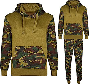 Boys Girls Camouflage Contrast Tracksuit Khaki