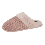 Cleo Ladies Knit Fur Lined Slippers Mule Pink