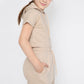 Harmony Girls Hooded Crop Top Kids Plain Summer Short Tracksuit Set Stone