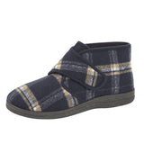 Cecil Mens Check Touch Strap Bootie Slippers Navy