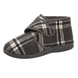 Cecil Mens Check Touch Strap Bootie Slippers Grey