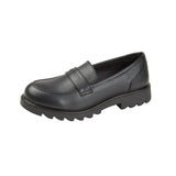 Preppy Girls Black PU School Loafers Shoes