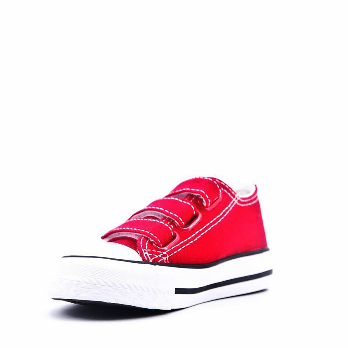 James Kids Triple Strap Canvas Trainers Red